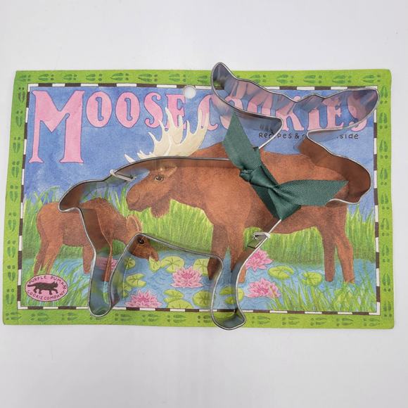 The Purple Puma Cookie Company Moose Cookie Cutter On Card w/ Recipe & Info NEW - Picture 1 of 5